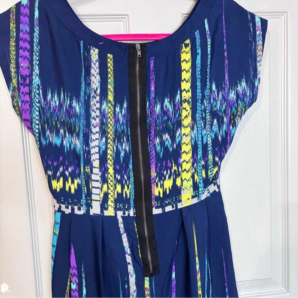 BeBop Fit & Flare Dress Womens Large Geometric Belted Dolman Y2K Boho Cottage - Picture 6 of 10